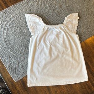 White Eyelet Sleeve Top